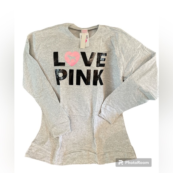 PINK sequin Logo Long sleeve Tee - Picture 2 of 10